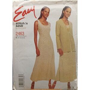 Vintage McCalls Stitch N Save Sewing Pattern 2463 For Misses Dress & Jacket B 16